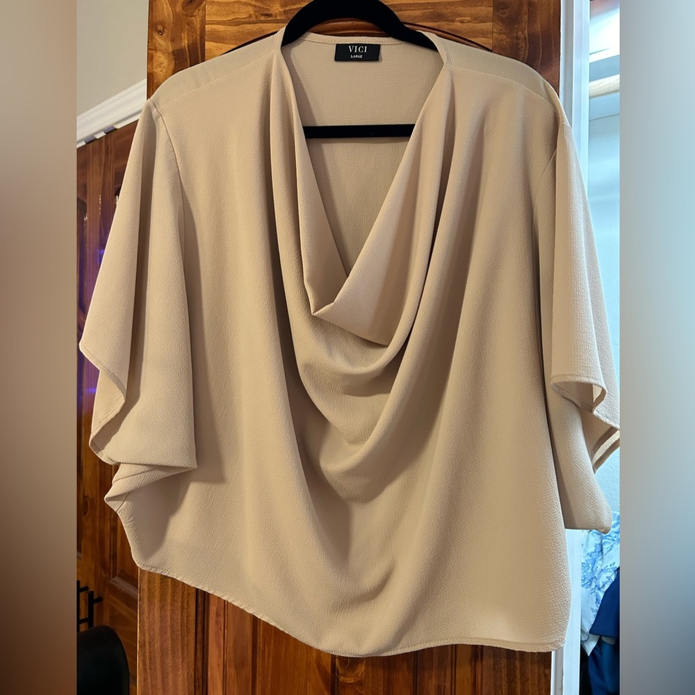 Vici Blouse w/ dramatic neckline
